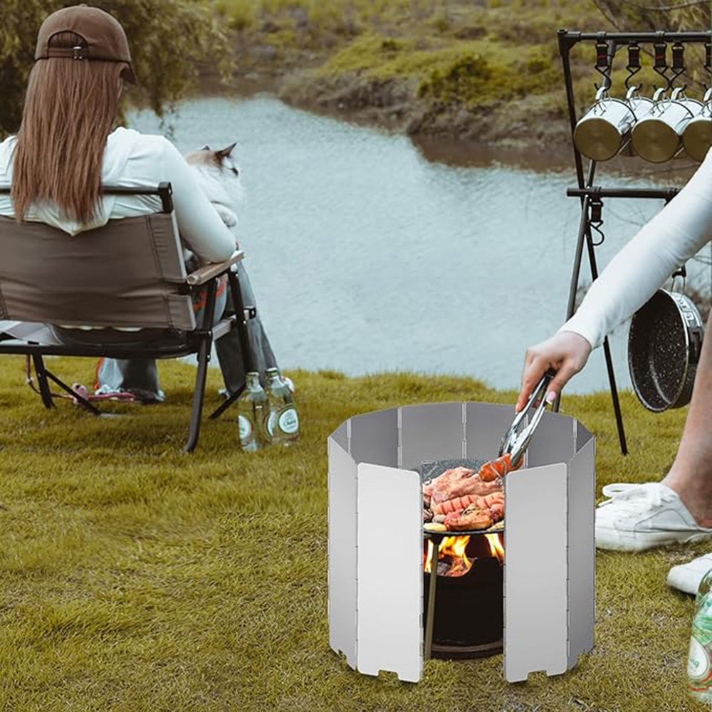 Camping Cooking Disc - واقي رياح قابل للطي للمواقد بـ