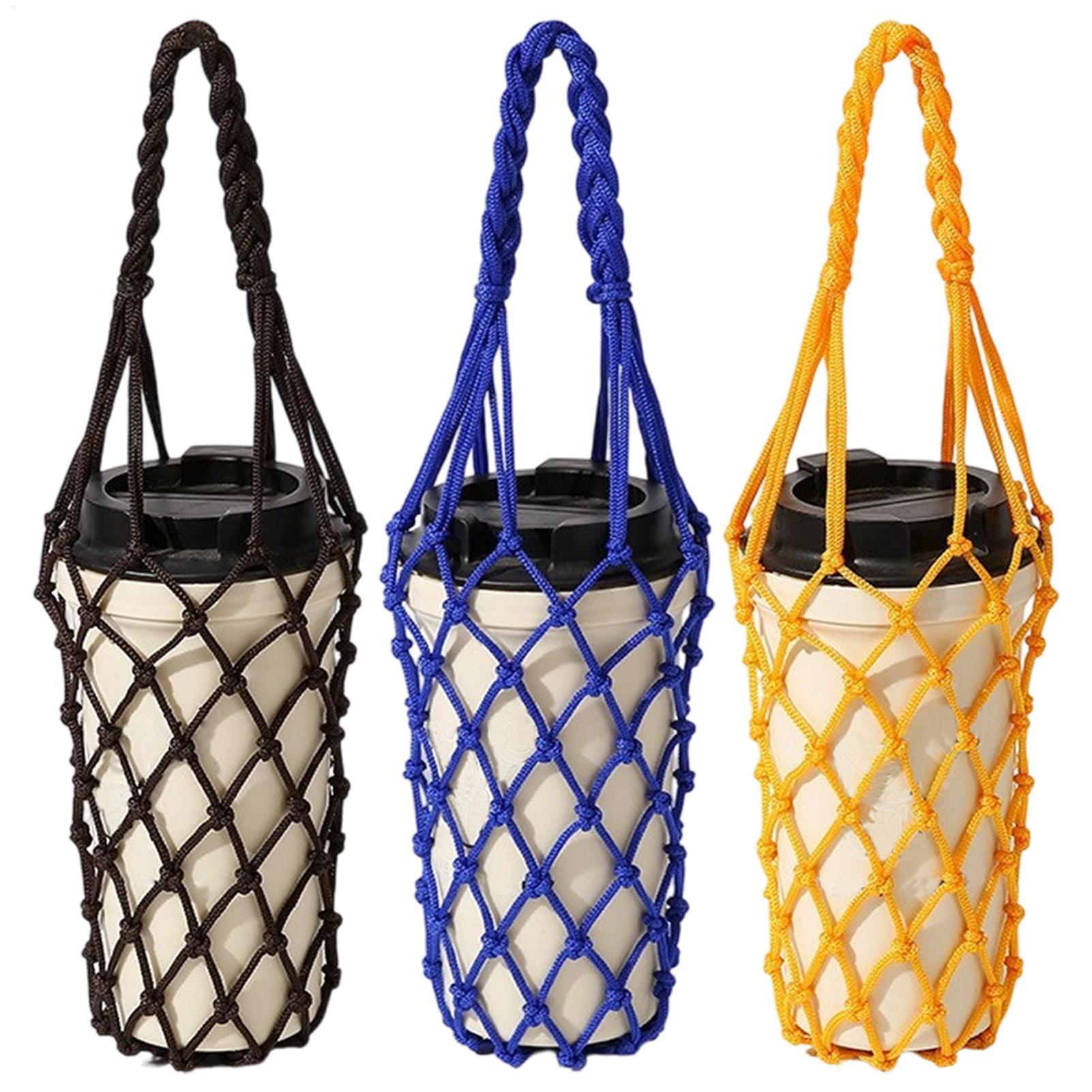 Camping Cooking Bag - حقيبة زجاجة ماء من الكروشيه الشبكي،