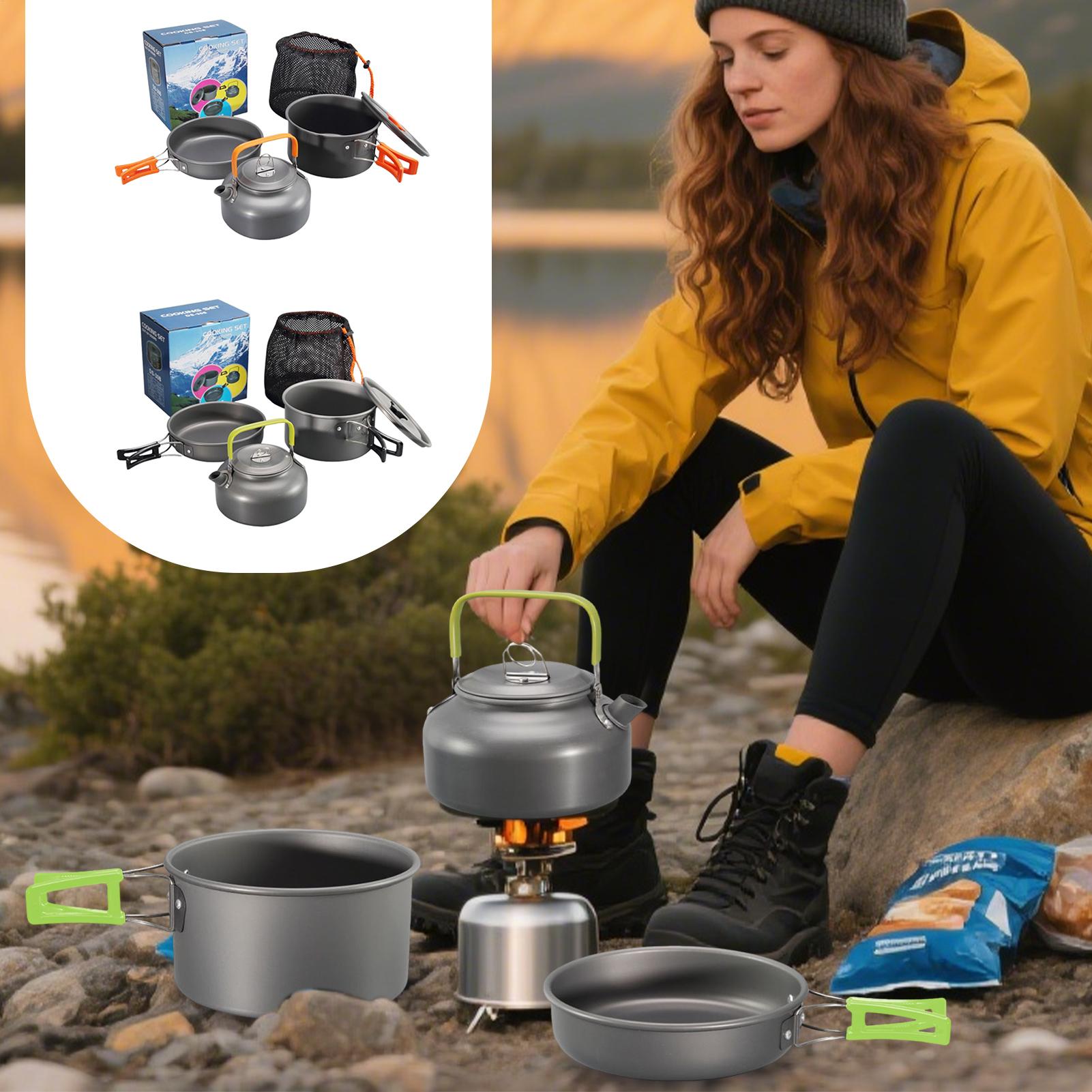 Camping Cooking Set Non Stick - تجهيزات المطابخ التخييم كوك وعاء مجموعة