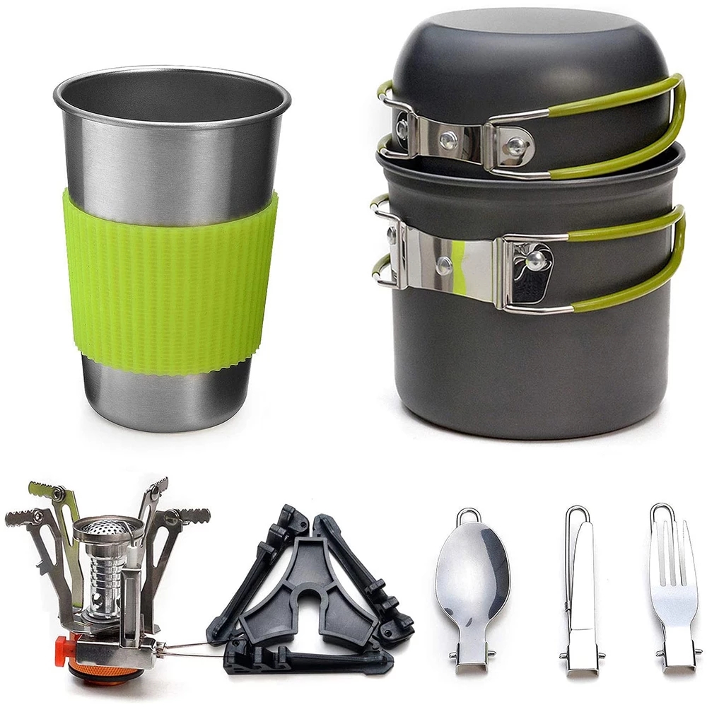 Camping Cooking Kits - طقم أواني طهي للتخييم مع موقد
