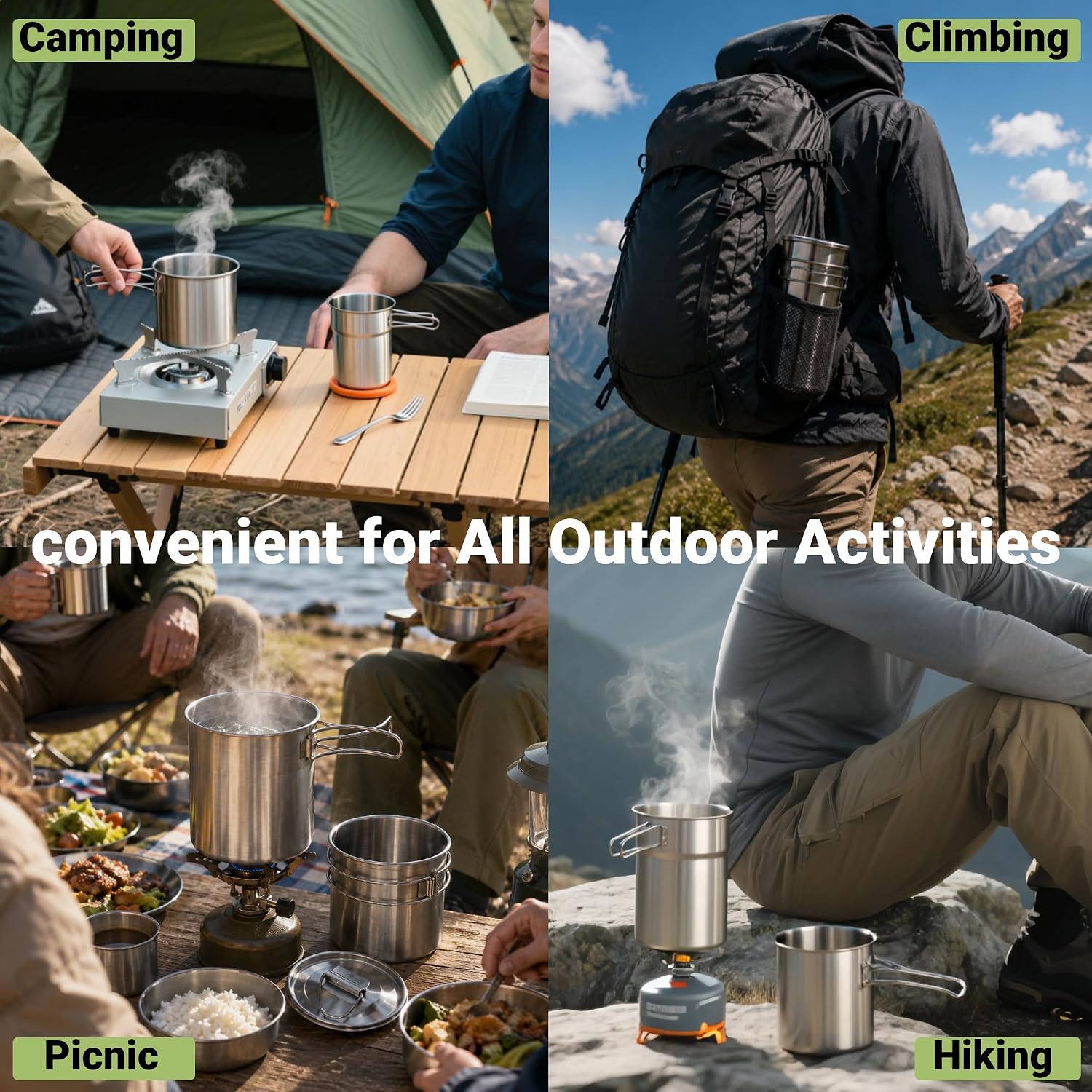 أكواب قابلة للطي للتخييم، أوان - مراجعة Camping Cooking Food وسعره