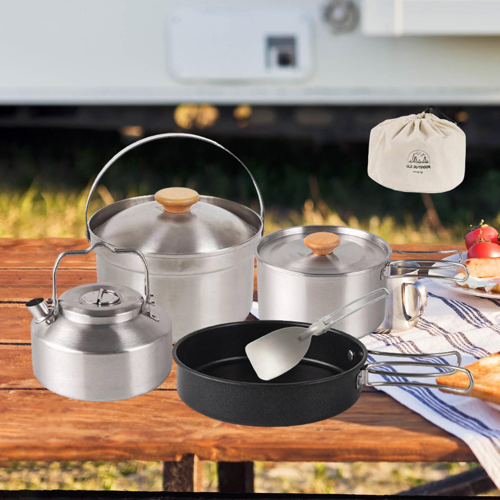أدوات طهي للتخييم، مقلاة محمول - مراجعة Camping Cooking Set Non Stick وسعره