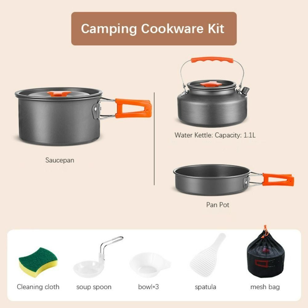 سبائك الألومنيوم التخييم طقم أ - مراجعة Camping Cooking Set Non Stick وسعره