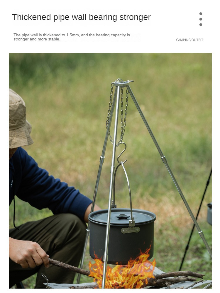 ترايبود محمول لنار التخييم ، إ - مراجعة Camping Cooking Pot Tripod وسعره