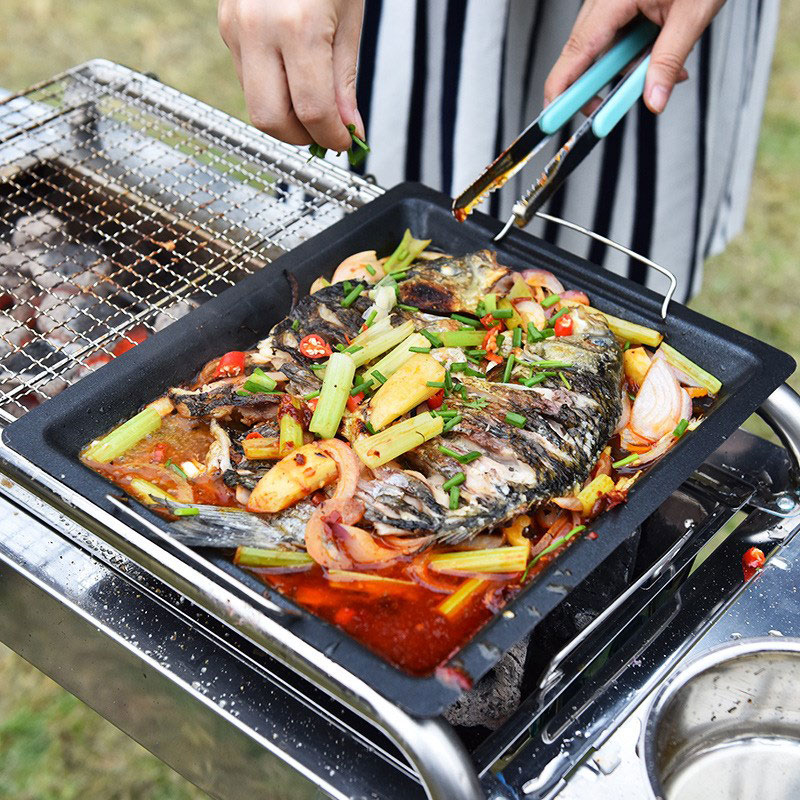 مقلاة شواء مربعة سميكة للاستخد - مراجعة Camping Cooking Equipment وسعره