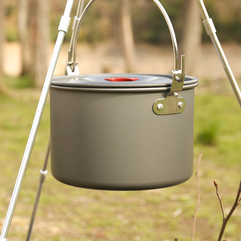 أواني تخييم معلقة سعة 4 لتر مع - مراجعة Camping Cooking Pot Tripod وسعره