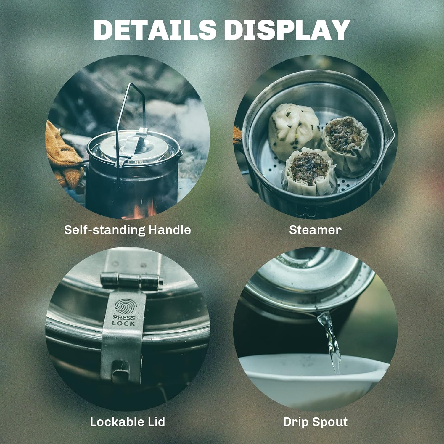 النار القيقب 1.2L وعاء باخرة م - مراجعة Camping Cooking Kit وسعره