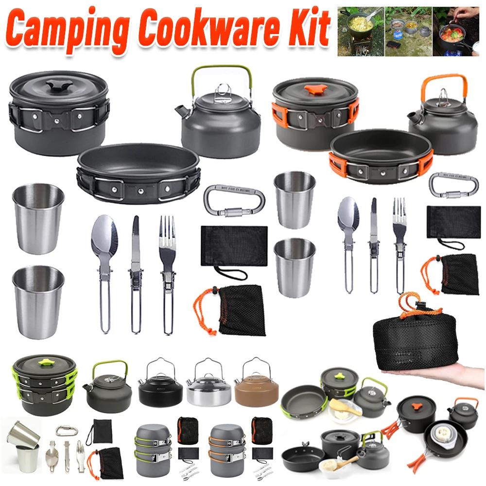 طقم أدوات طهي للتخييم، غلاية و - مراجعة Camping Outdoor Cooking Set وسعره