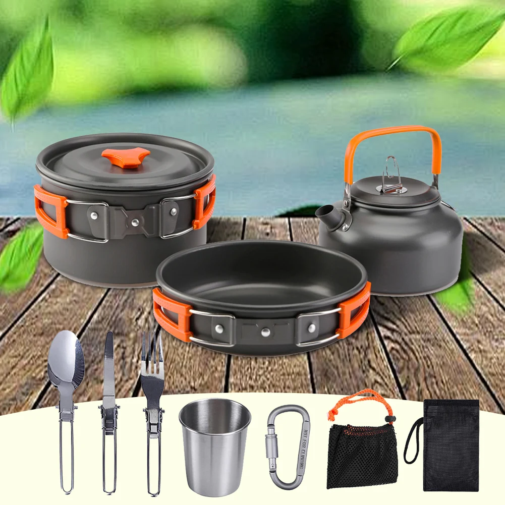 طقم أدوات طهي للتخييم، غلاية و - مراجعة Camping Outdoor Cooking Set وسعره