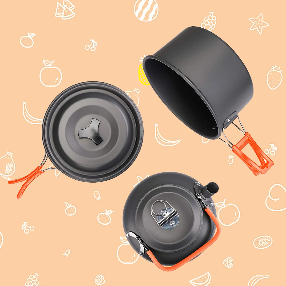 طقم أدوات طهي للتخييم، غلاية و - مراجعة Camping Outdoor Cooking Set وسعره