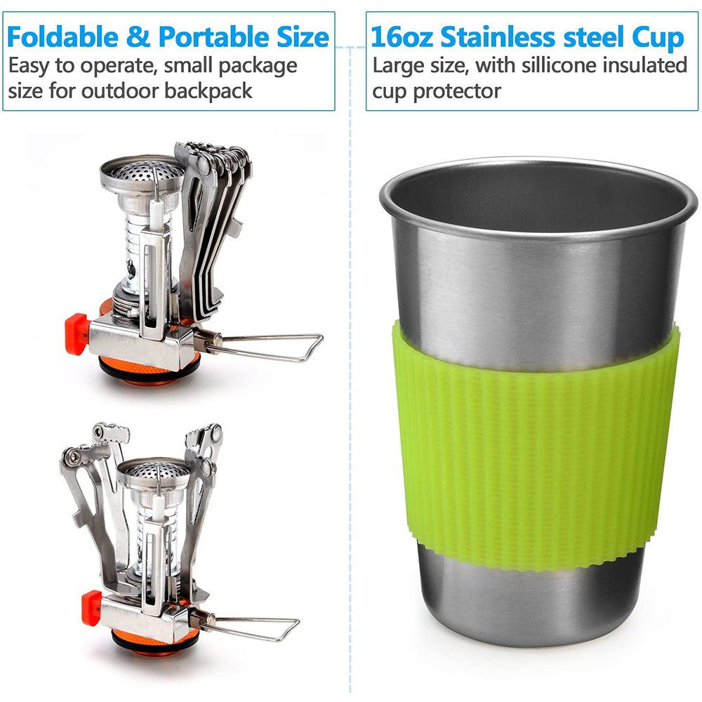 طقم أواني طهي للتخييم مع موقد  - مراجعة Camping Cooking Kits وسعره